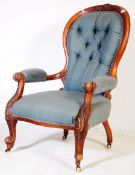 VICTORIAN 19TH CENTURY WALNUT SPOON BACK ARMCHAIR