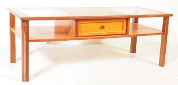 MID CENTURY TEAK & GLAZED COFFEE TABLE