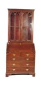 GEORGE III MAHOGANY LIBRARY BUREAU BOOKCASE DESK
