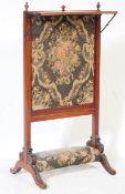 19TH CENTURY MAHOGANY UPHOLSTERED FIRESCREEN