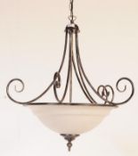 20TH CENTURY GLASS & METAL FRENCH STYLE CEILING LIGHT