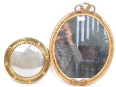 EARLY 20TH CENTURY BRASS PORT HOLE MIRROR & ANOTHER