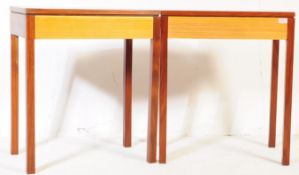 BRITISH MODERN DESIGN - PAIR TEAK OCCASIONAL SIDE TABLES