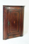 19TH CENTURY GEORGE III MAHOGANY INLAID CORNER CABINET
