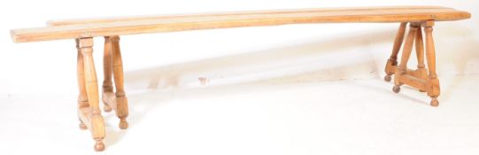 PAIR OF 19TH CENTURY PRIMITIVE ELM PIG BENCHES