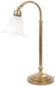 20TH CENTURY BRASS & TULIP GLASS TABLE LAMP