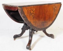 VICTORIAN DROP LEAF INLAID DINING TABLE AND FOUR CHAIRS