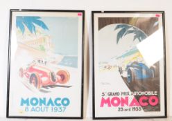 PAIR OF MONACO GRAND PRIX ADVERTISING TRAVEL POSTERS