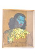 VINTAGE PRINT ON BOARD GREEN LADY BY VLADIMIR TRETCHIKOFF
