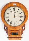 19TH CENTURY VICTORIAN WALNUT DROP DIAL WALL CLOCK