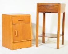 ART DECO SIDE TABLE & G-PLAN OAK BEDSIDE TABLE / CABINET