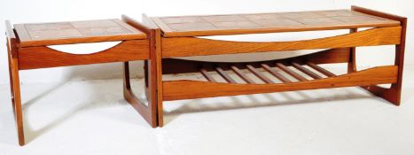BRITISH MODERN DESIGN - MID CENURY TEAK TILE TOP TABLES