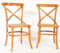 PAIR OF 20TH CENTURY BENTWOOD RATTAN DINING CHAIRS