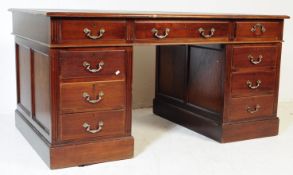 20TH CENTURY VICTORIAN REVIVAL MAHOGANY PEDESTAL DESK