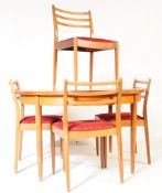 RETRO MID 20TH CENTURY TEAK DINING TABLE & FOUR CHAIRS