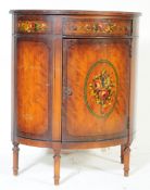 20TH CENTURY STENCIL PAINTED WALNUT DEMI LUNE SIDE CABINET