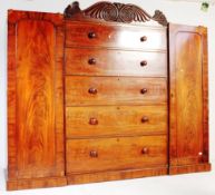 REGENCY 19TH CENTURY MAHOGANY TRIPLE SENTRY WARDROBE