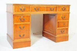 VINTAGE 20TH CENTURY MAHOGANY VENEERED TWIN PEDESTAL DESK