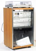 MID 20TH CENTURY TEAK & GLASS RECORD CABINET WITH PANASONIC