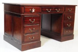 20TH CENTURY VICTORIAN REVIVAL MAHOGANY PEDESTAL DESK