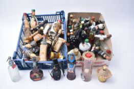 VINTAGE MINIATURE SOUVENIR DECORATED ALCOHOL BOTTLES