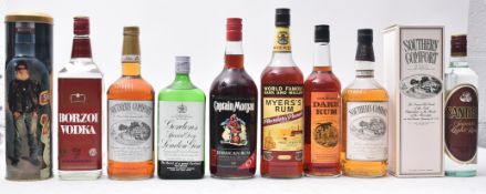 COLLECTION OF RUM, VODKA, GIN & WHISKEY SPIRITS BOTTLES