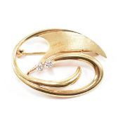 HALLMARKED1970S 9CT GOLD & DIAMOND BROOCH