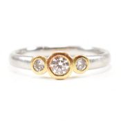 HALLMARKED 950 PLATINUM & DIAMOND THREE STONE RING