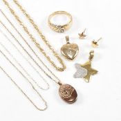 COLLECTION OF 9CT GOLD & YELLOW METAL JEWELLERY