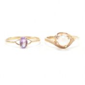 TWO 9CT GOLD GEM SET RINGS