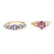 TWO HALLMARKED 9CT GOLD GEM SET RINGS
