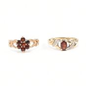 TWO HALLMARKED 9CT GOLD & GARNET RINGS