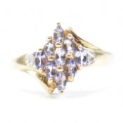HALLMARKED 9CT GOLD AMETHYST & DIAMOND CLUSTER RING