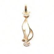 VINTAGE 9CT GOLD & DIAMOND NECKLACE PENDANT