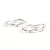 HALLMARKED 9CT WHITE GOLD & WHITE STONE HOOP EARRINGS