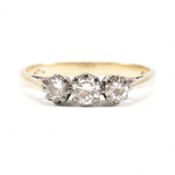 VINTAGE HALLMARKED 9CT GOLD & DIAMOND THREE STONE RING