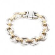 VINTAGE HALLMARKED SILVER & 18CT GOLD BRACELET CHAIN