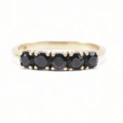 HALLMARKED 9CT GOLD & SAPPHIRE FIVE STONE RING