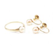 VINTAGE HALLMARKED 9CT GOLD SCREW BACK EARRINGS & RING