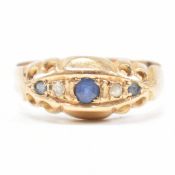 ANTIQUE HALLMARKED 18CT GOLD SAPPHIRE & DIAMOND BOAT RING