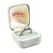 18CT GOLD & PLATINUM & ZIRCON THREE STONE RING