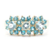 HALLMARKED 9CT GOLD & BLUE STONE CLUSTER RING