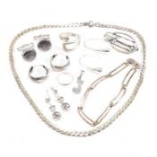 COLLECTION OF SILVER & WHITE METAL JEWELLERY