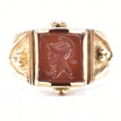 ANTIQUE 14CT GOLD INTAGLIO SEAL RING