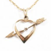 9CT GOLD & DIAMOND HEART PENDANT NECKLACE
