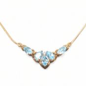 HALLMARKED 9CT GOLD TOPAZ & DIAMOND PENDANT NECKLACE