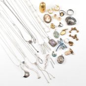 COLLECTION OF WHITE METAL JEWELLERY & OBJECTS