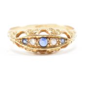18CT GOLD SAPPHIRE & DIAMOND GYPSY RING