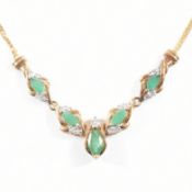 HALLMARKED 9CT GOLD EMERALD & DIAMOND PENDANT NECKLACE