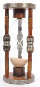EARLY 20TH CENTURY SYCAMORE AND METAL BOUND HOUR GLASS